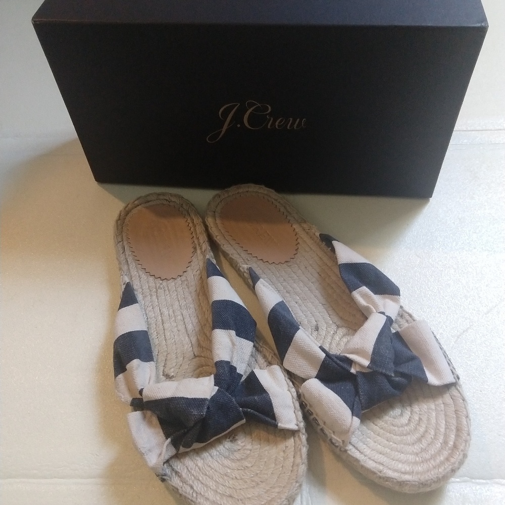 J. Crew Knotted Fabric Striped Espadrilles Sandals